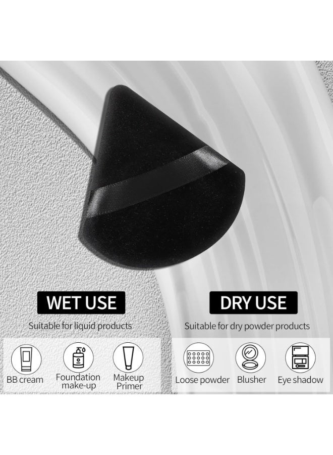 Kanza 12 Pcs Triangle Powder Puff Set with Storage Box Pure Cotton Makeup Sponge Set Velour Powder Puff Soft Powder Puff for Face and Body Powder Cosmetic Foundation Sponge for Undereye Setting Face Makeup Puff Black - Image 2